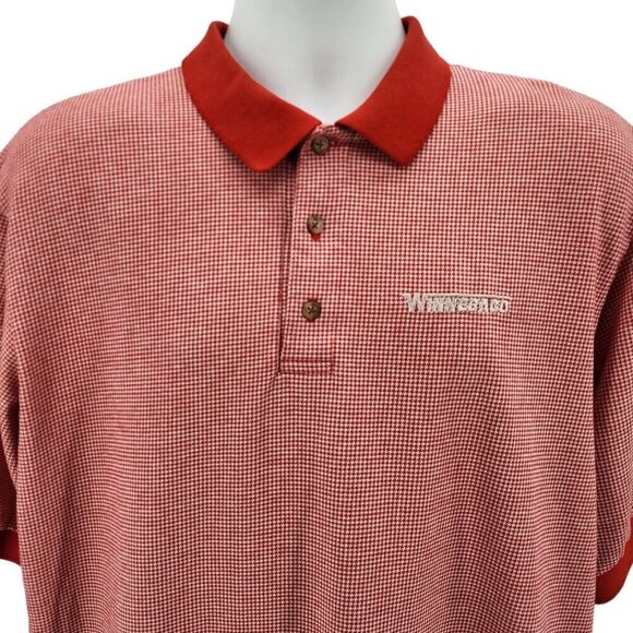Vintage Sea Palms by Hartwell Winnebago Houndstooth Red Polo Shirt Mens Large - Picture 2 of 7